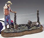 "Dog Tired" Working cowboy & dog - Painted