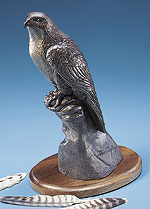 "Talons & Leather" Falcon on gloved hand - Bronze