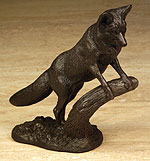 "Red Alert" Fox standing on log - Bronze